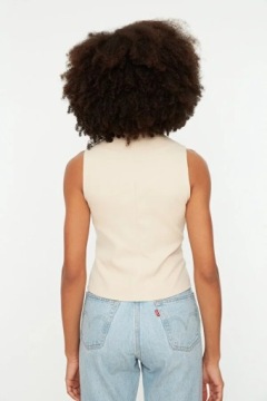 TRENDYOL 34 XS БЕЖЕВЫЙ ЭЛЕГАНТНЫЙ ЖИЛЕТ R9056