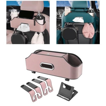 Органайзер на спинку автомобильного сиденья, коробка для салфеток с крючком-вешалкой, розовый цвет, сохранит порядок в автомобиле