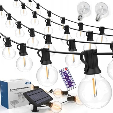 GIRLANDA SOLARNA LAMPKI OGRODOWE ZEWNĘTRZNA ŁAŃCUCH ŚWIETLNA ŻARÓWKI 30 LED