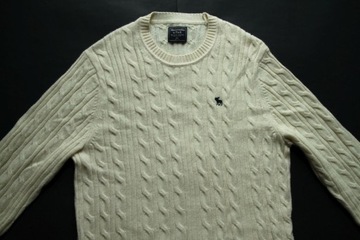 ABERCROMBIE&FITCH__SWETER MĘSKI WARKOCZ WOOL LOGO__XXL