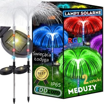 LAMPA SOLARNA OGRODOWA MEDUZA RGB WBIJANA Z CZUJNIKIEM ŚWIATŁOWODOWA 2 szt.