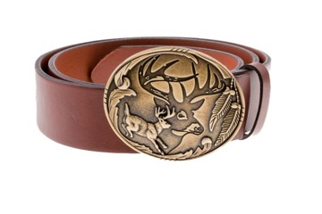 Pasek skórzany BÓR HUNTER ELEGANCE - Running Deer Gold -105