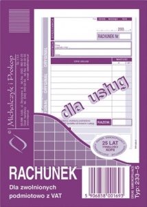 Michalczyk Rachunek dla zwolnionych z VAT 233-5