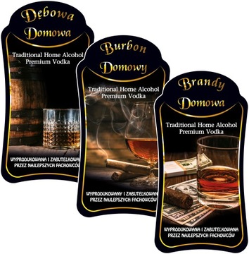 10X Etykiety na butelki DĘBOWA BURBON BRANDY