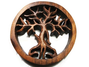 Rzeźba z Drewna DRZEWO SZCZĘŚCIA Ornament śr. 10cm