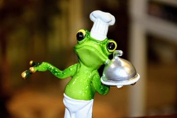 Декоративная фигурка лягушка-повар в шляпе 15х11х6 127608