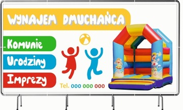 BANER REKLAMOWY 130x80cm projekt gratis różne wzory WYNAJEM DMUCHAŃCA