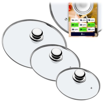НАБОР СТЕКЛЯННОЙ КРЫШКИ 20/24/28см