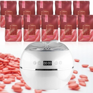 Zestaw DEPILACJA 10x wosk 1kg ROSE + PODGRZEWACZ