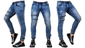 MP0095 r. XL Jeansy ze Ściągaczami JOGGERY MĘSKIE MODNE PREMIUM