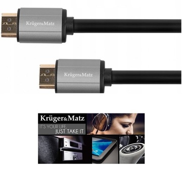 Kabel HDMI - HDMI 2.0 10m UHD 4K solidny czarny przewód Kruger & Matz