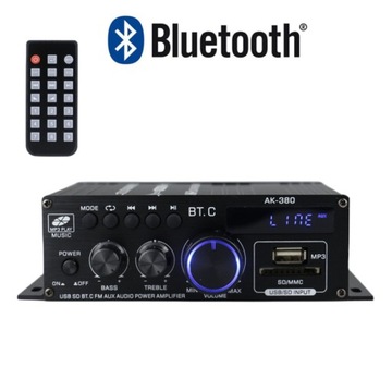 MINI WZMACNIACZ DO GŁOŚNIKÓW Z RADIEM FM STEREO BLUETOOTH 5.0 400W+400W