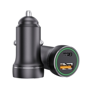 ŁADOWARKA SAMOCHODOWA 20W SZYBKA USB-C + USB-A + KABEL USB-C W ZESTAWIE