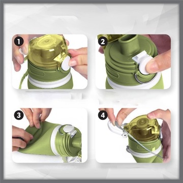 БУТЫЛКА ДЛЯ ВОДЫ НА УЛИЦЕ, 750 МЛ, СКЛАДНАЯ, БЕЗ BPA, ЗЕЛЕНАЯ