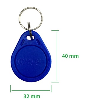 100 SZT. BRELOK BRELOCZEK RFID UNIQUE 125kHz EM4100 NIEBIESKI ZAWIESZKA