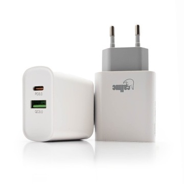 БЫСТРОЕ СЕТЕВОЕ ЗАРЯДНОЕ УСТРОЙСТВО 2 x USB QC БЛОК ПИТАНИЯ USB-C PD С КАБЕЛЕМ ДЛЯ IPHONE