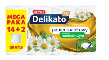 Туалетная бумага DELIKATO Ромашка, 16 рулонов2