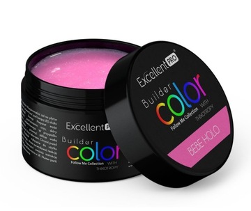 EXCELLENT PRO BUILDER GEL KOLOROWY ŻEL BUDUJĄCY RÓŻ Z DROBINĄ BEBE HOLO 30g