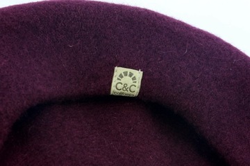 $24 C&C California Beret damski 56-59cm BURGUNDOWY