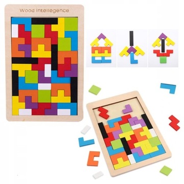 Klocki Tetris Układanka Montessori drewno Puzzle 3D