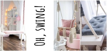 Стильные детские качели СРЕДНИЕ 60 см на веревках