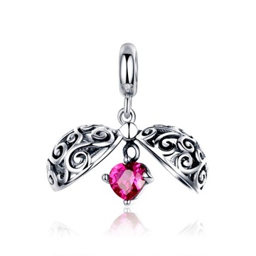 Charms Otwierany Koralik Bransoletki SERCE srebro
