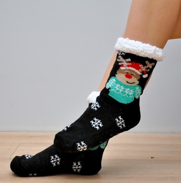 РОЖДЕСТВЕНСКИЕ НОСКИ С ПАЛЬЦАМИ, НЕСКОЛЬЗЯЩИЕ ТАПОЧКИ НА ЗИМУ АБС ОЛЕНЬ
