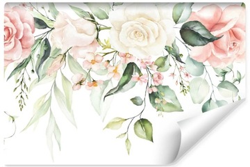 Fototapeta Ścienna RÓŻE Liście Akwarela 270x180