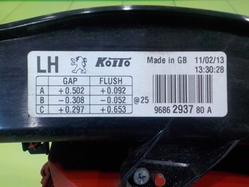 PEUGEOT 508 1.6 E-HDI 13R SEDAN 4D SVĚTLO LEVÝ ZADNÍ 9686293780A