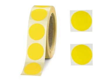 28mm KÓŁKA naklejki okrągłe KLEJĄCE etykiety na rolce stickery żółte 28 mm