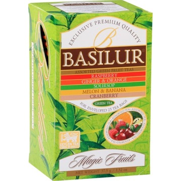 Zestaw herbat MAGIC FRUITS GREEN Basilur 5 SMAKÓW owocowe dodatki - 25x1,5g