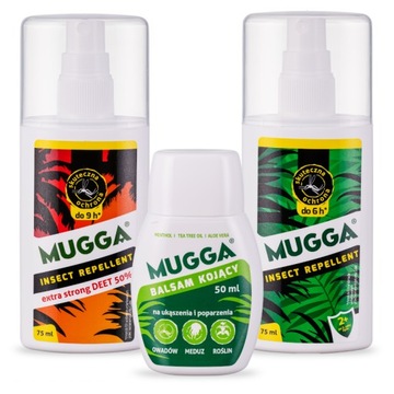 ZESTAW MUGGA STRONG 50% DEET+ 9,5% DEET+BALSAM