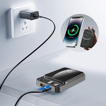 БЕСПРОВОДНОЙ МАГНИТНЫЙ POWERBANK СО СВЕТОДИОДОМ 10000МАЧ 5В 22,5ВТ PD/QC3.0