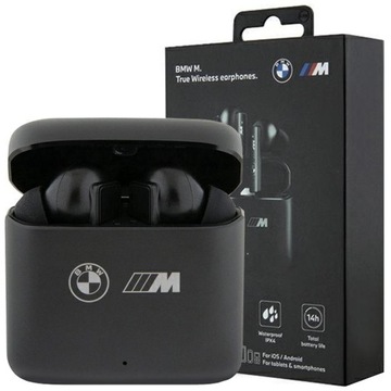 BMW SŁUCHAWKI BEZPRZEWODOWE BLUETOOTH TWS ETUI CASE+STACJA DOKUJĄCA CZARNE