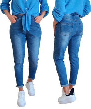 MODNE Spodnie Jeansy GUMKA w pasie Mom Fit (42 - 50) 42/XL