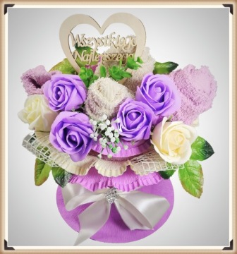 Букет полотенец ПОДАРОК ​​На День Рождения Именины Мыло розы полотенца 50х100см