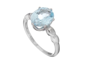 SREBRNY PIERŚCIONEK RODOWANY ROZM.17 SKY BLUE TOPAZ NATURALNY