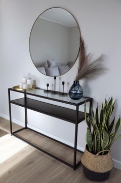 LUSTRO OKRĄGŁE ŚCIENNE LOFT RAMA 60 CM ZŁOTE