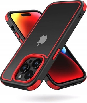 MOBNANO ETUI CASE DO IPHONE 11 PRZEZROCZYSTY TYŁ CZARNO CZERWONY