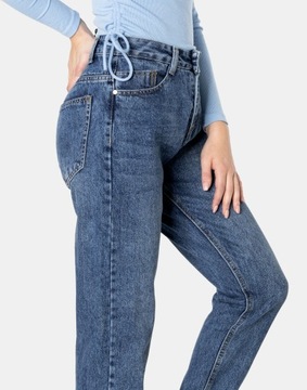 Zwężane Jeansy Damskie Spodnie Texasy Dżinsy Mom Jeans Wysoki Stan 318 W38