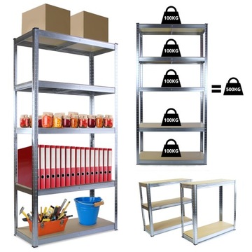 REGAŁ MAGAZYNOWY METALOWY 5 PÓŁEK 180x90x40 500kg