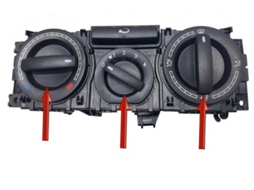 3X KNOFLÍK PANEL VENTILACE AC DO VW CARAVELLA T5 V