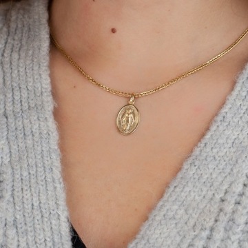 ДВУСТОРОННЯЯ МЕДАЛЬ С ЧУДО-МАТЕРЬЮ, ЗОЛОТО 585 ПРОБЫ