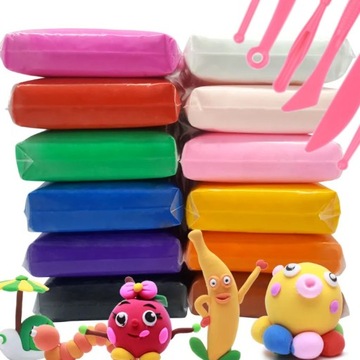 PLASTELINA MODELINA POLIMEROWA MASA PIANKOWA PIANKOLINA glina 12szt