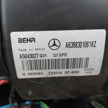 MERCEDES VITO W639 03- DMYCHADLO RADIÁTOR A6398301061