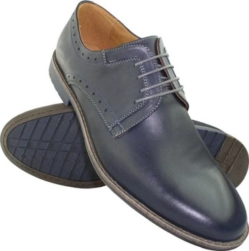 BUTY CASUAL MĘSKIE SKÓRA GRANAT 41 27,5 cm PAN 980