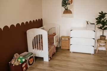 ŁÓŻECZKO Dziecięce Drewniane 120x60 z Barierką Białe NEL CHMURKA KLUPŚ