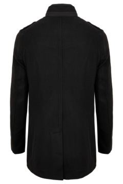 ПАЛЬТО МУЖСКОЕ ЧЕРНОЕ, ЭЛЕГАНТНОЕ, УТЕПЛЕННОЕ ПАЛЬТО-СТОЙКА, КУРТКА С ВЫШИВКОЙ: 52