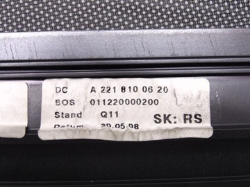 KOMPLETNÍ ROLETA OKNO DVEŘE PRAVÁ ZADNÍ A2218100620 MERCEDES S W221 LONG 05-