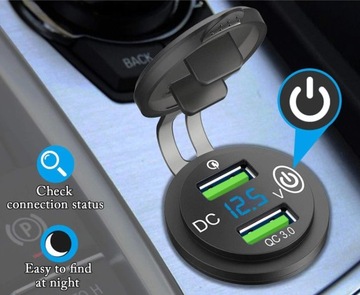АВТОМОБИЛЬНОЕ ЗАРЯДНОЕ УСТРОЙСТВО 3.0 QC USB ВОЛЬТМЕТР СИНИЙ